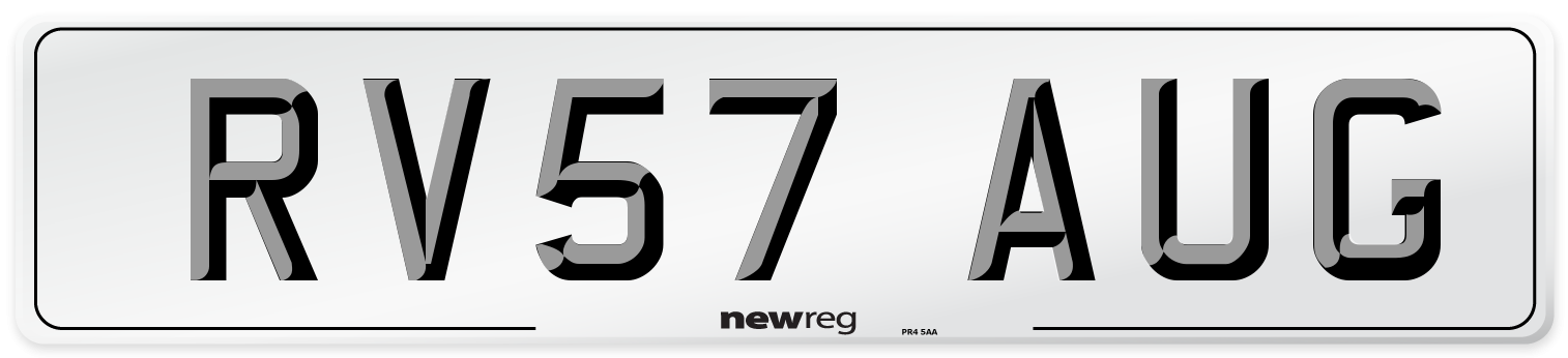 RV57 AUG Number Plate from New Reg